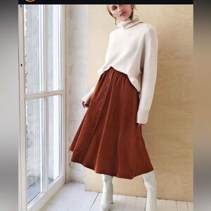 Solo U Size M Elegant Brown Button-Down Skirt Cordoy